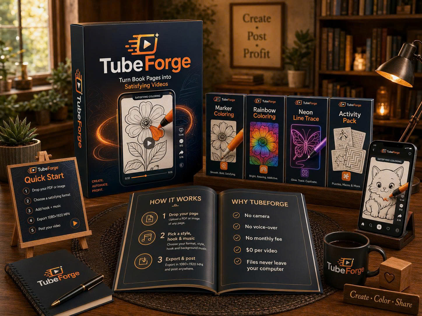 TubeForge — app, templates & bonus packs